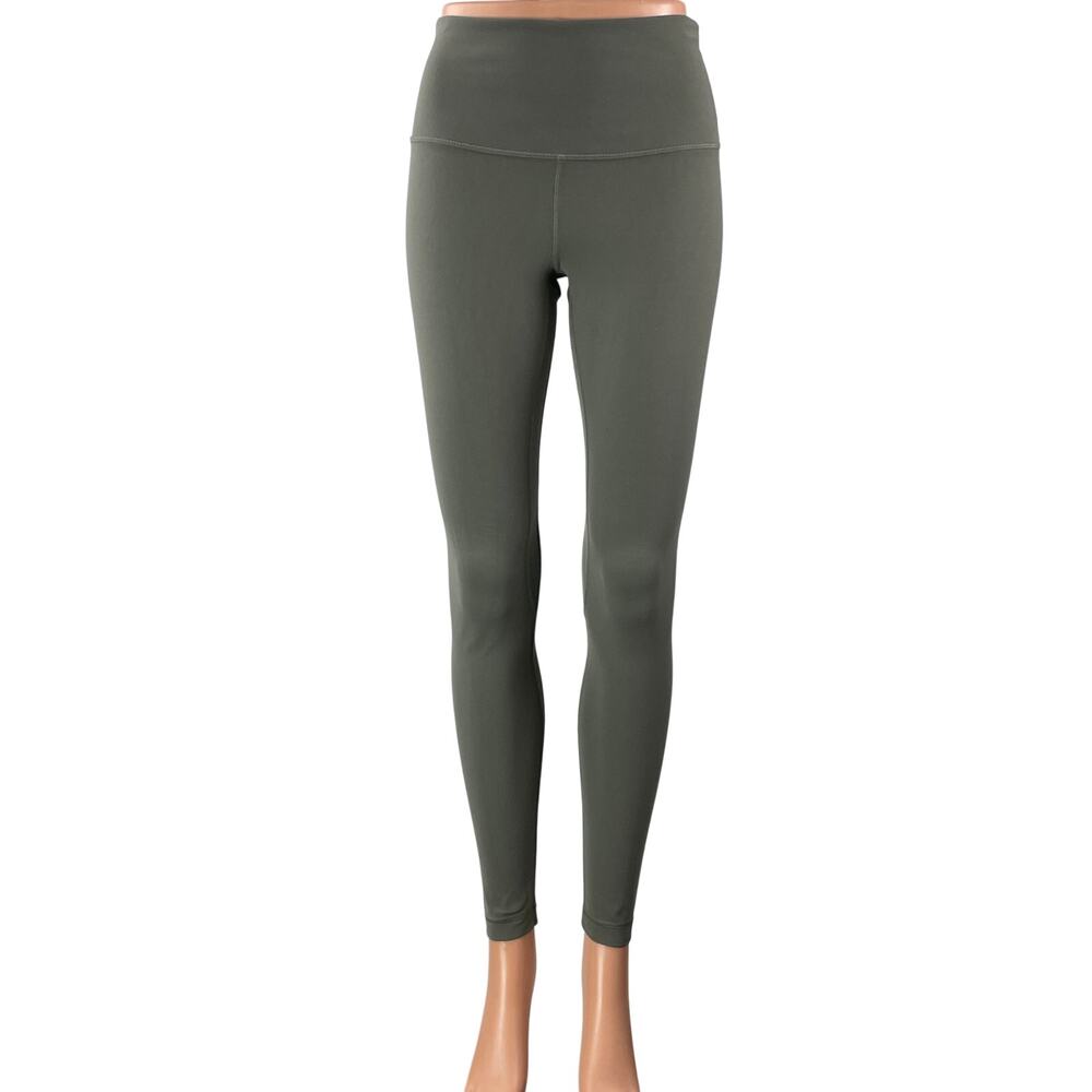 Lululemon Wunder Under Gray Green High Waisted Athletic Yoga Leggings Pants Sz 6